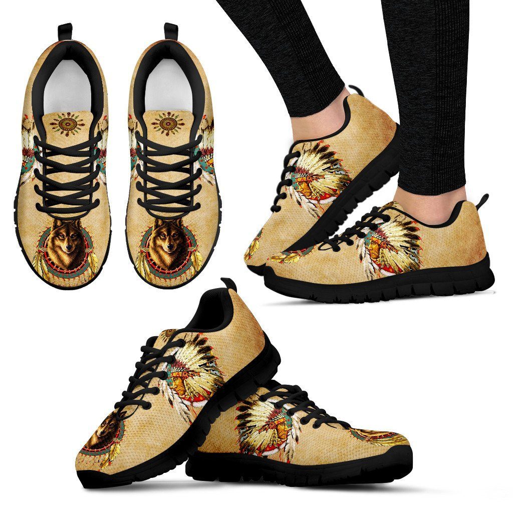 Native American And Wolf Women's Running Shoes NT106
