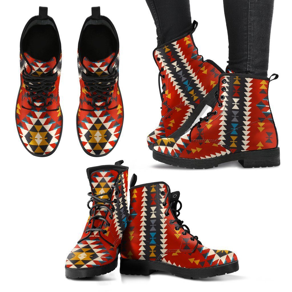 New Native American Indian Pattern Leather Boots NT004