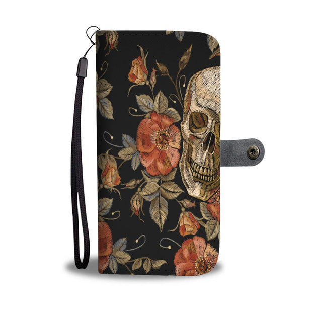 Halloween Skull Rose Wallet Case