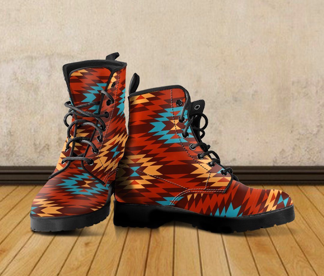 Native American Indian Pattern Leather Boots NT003