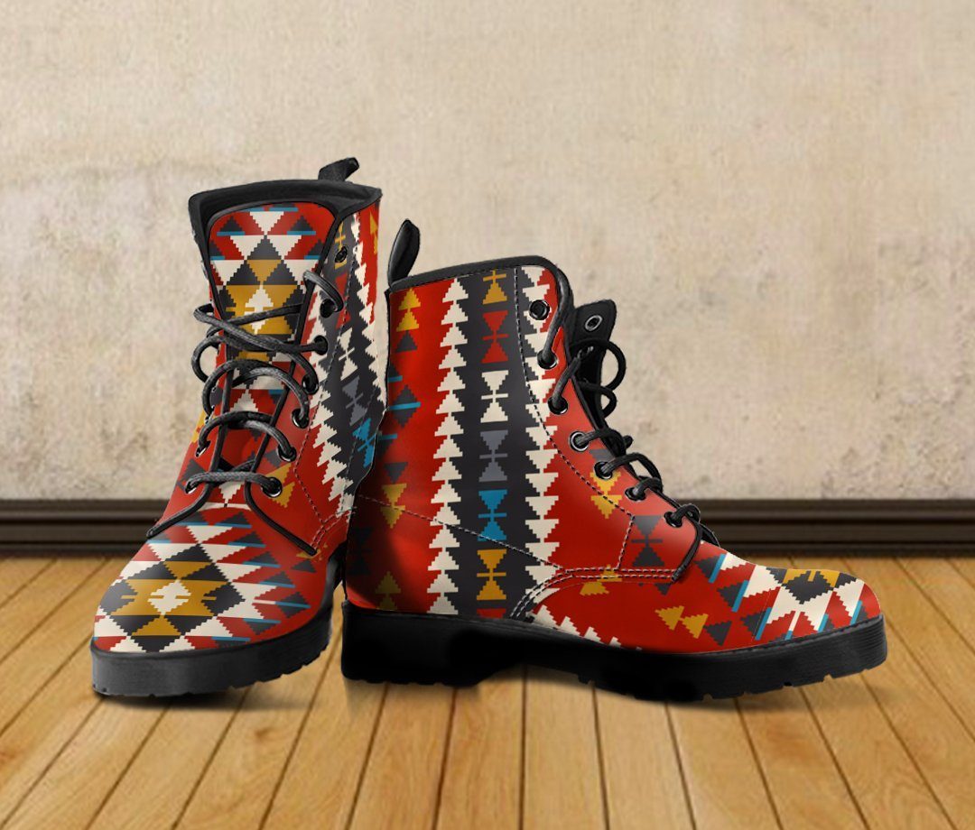 New Native American Indian Pattern Leather Boots NT004