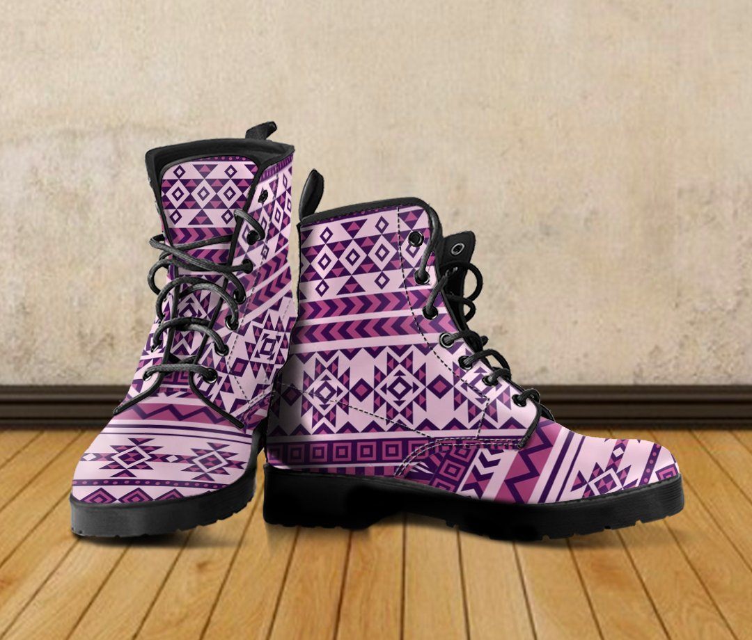 Native American Purple Pattern Leather Boots NT016