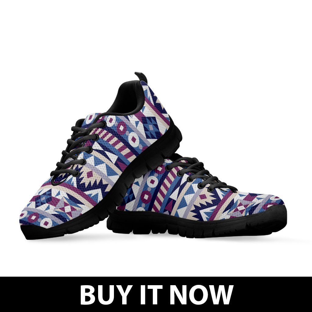 Native American Purple Pattern Kid's Sneakers NT083