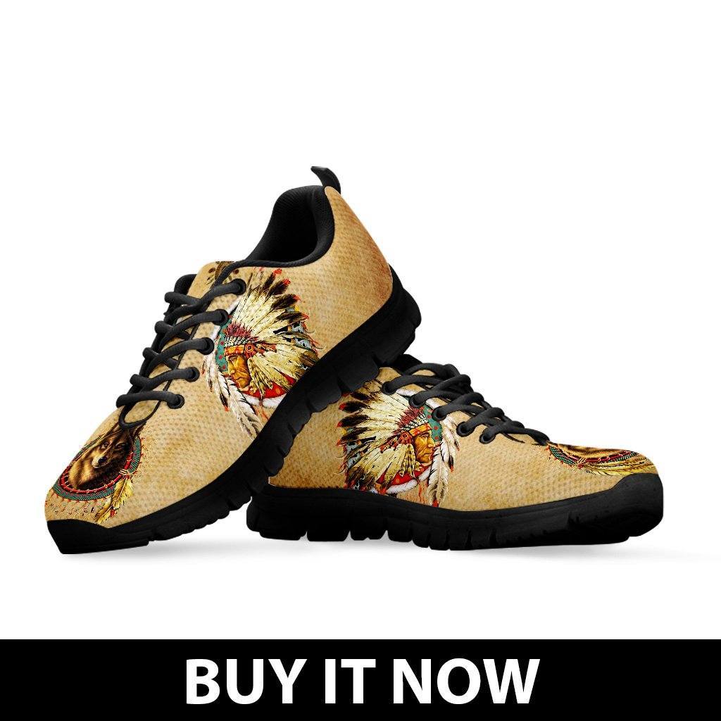 Native American And Wolf Kid's Running Shoes NT107