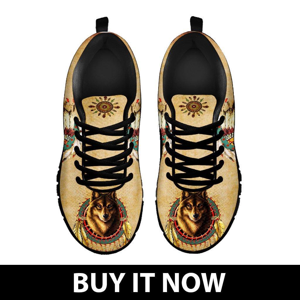 Native American And Wolf Kid's Running Shoes NT107