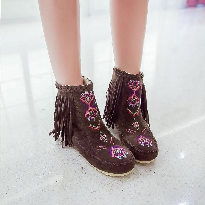 native High Quality Native America Ankle Fringe Boots - Ineffable Shop