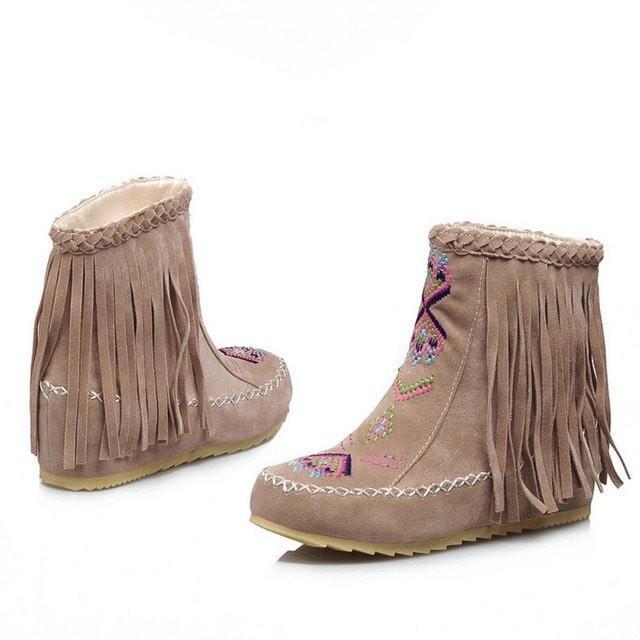 native High Quality Native America Ankle Fringe Boots - Ineffable Shop