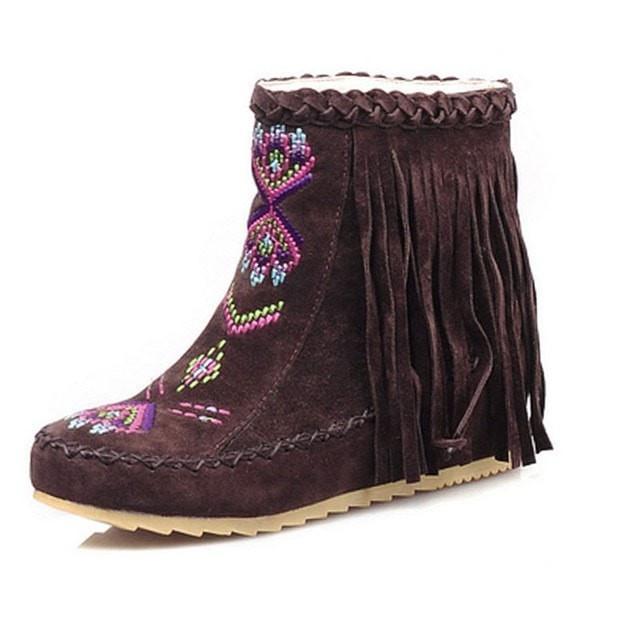 native High Quality Native America Ankle Fringe Boots - Ineffable Shop