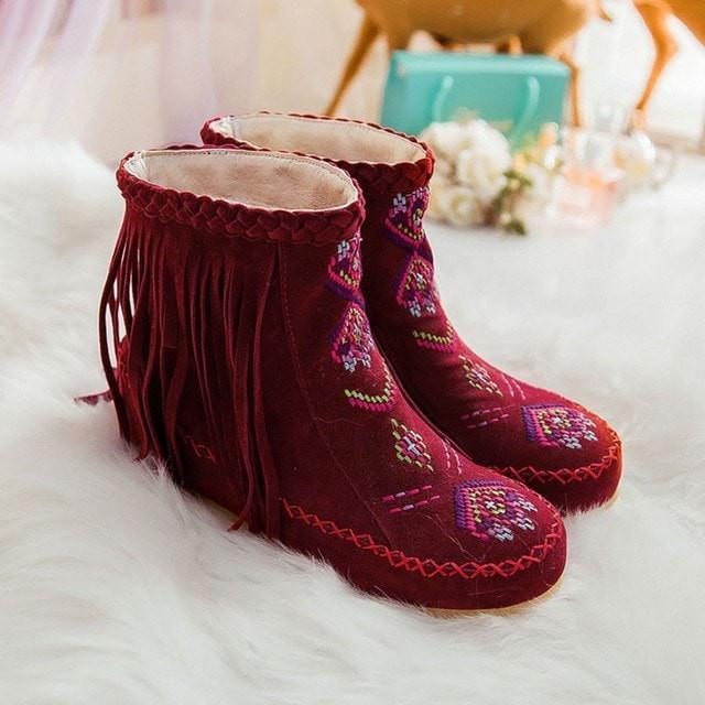 native High Quality Native America Ankle Fringe Boots - Ineffable Shop