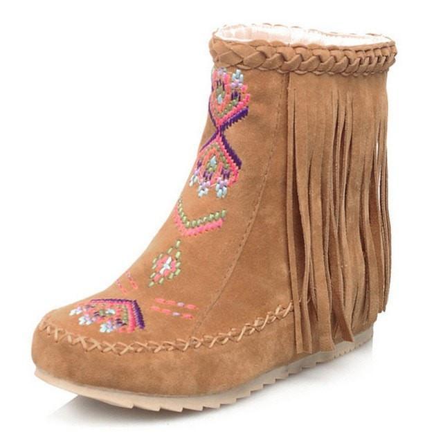 native High Quality Native America Ankle Fringe Boots - Ineffable Shop