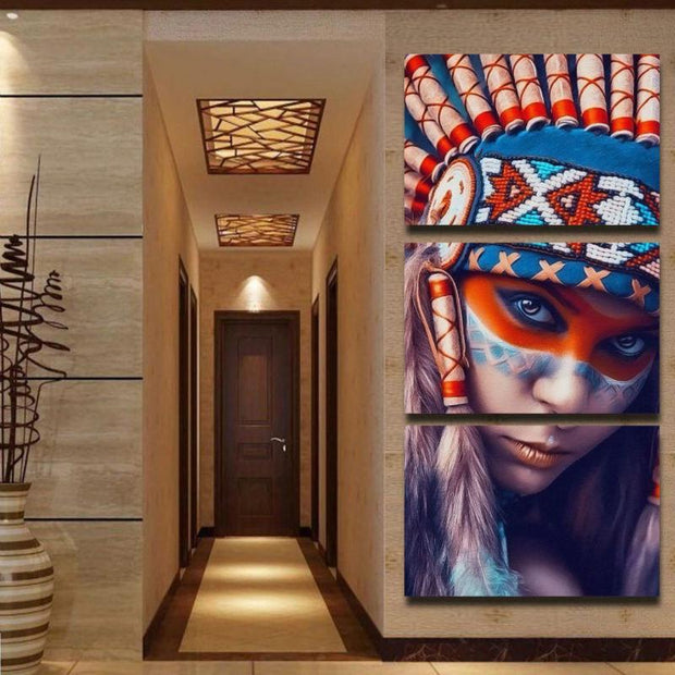 Native American Feathered Canvas Modern Home Wall Decor Canvas Picture Art HD Print Painting Artwork with framed TP-2005