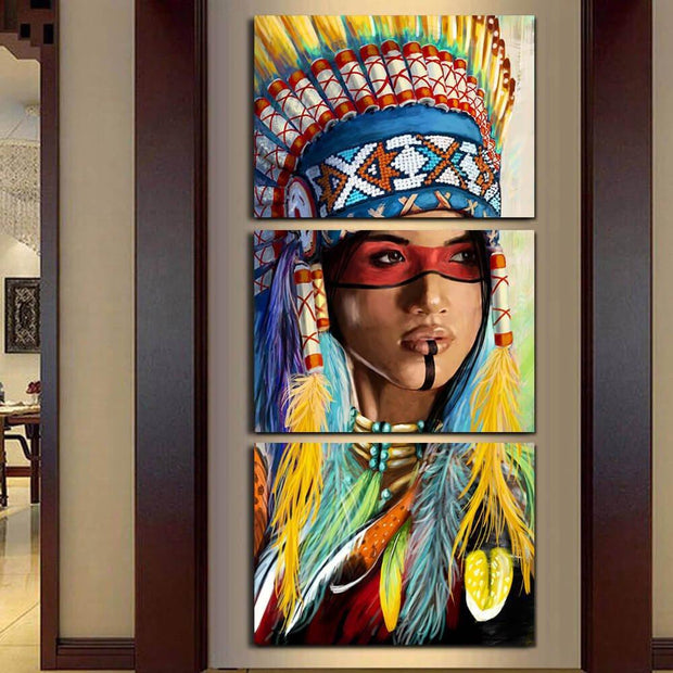 Native American Feathered Canvas Modern Home Wall Decor Canvas Picture Art HD Print Painting Artwork Free Shipping