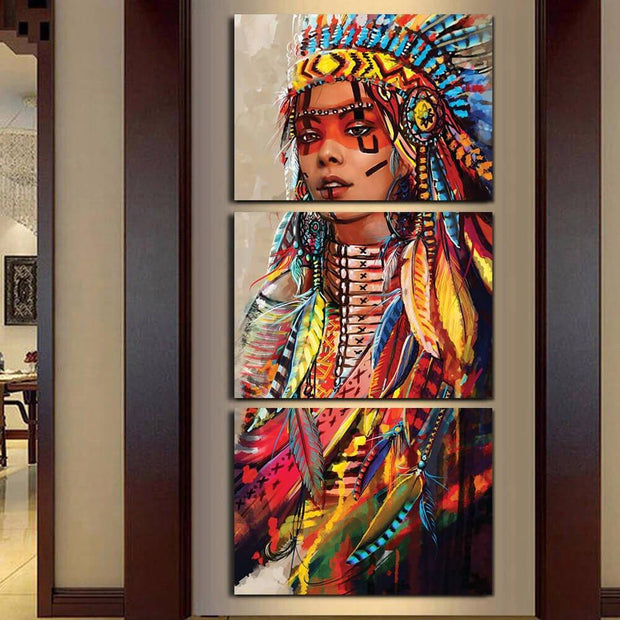 Native American Feathered Modern Home Wall Decor Canvas Picture Art HD Print Painting On Canvas Artwork with framed TP-2009