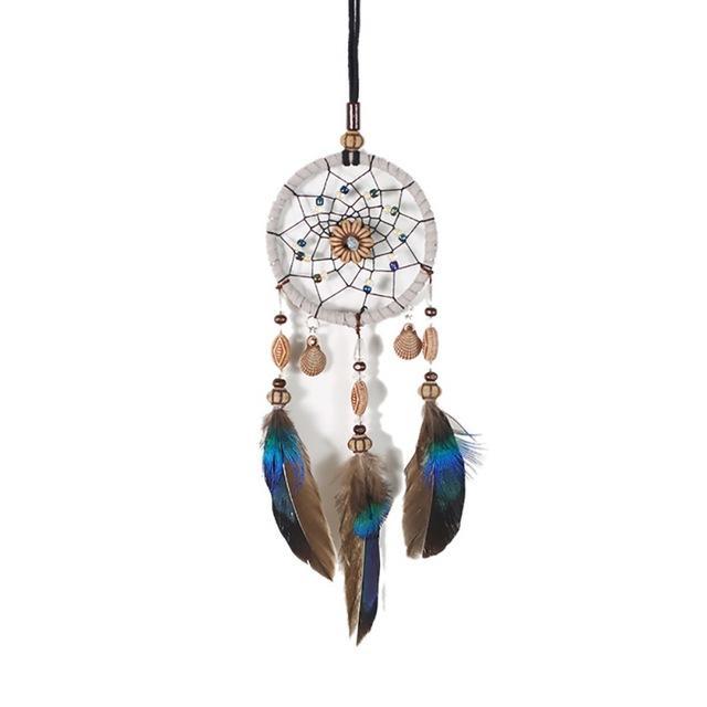 Mini Car Dream Catcher Beaded Natural Feathers Handcraft