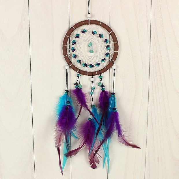  Antique Imitation Dreamcatcher Gift checking Dream Catcher Net With nNtural Stone Feathers Wall Hanging Decoration Ornament - Ineffable Shop