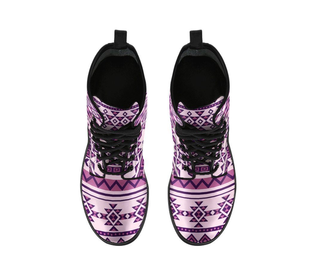 Native American Purple Pattern Leather Boots NT016