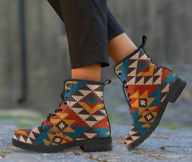 Native American Indian Pattern Leather Boots Design NT012